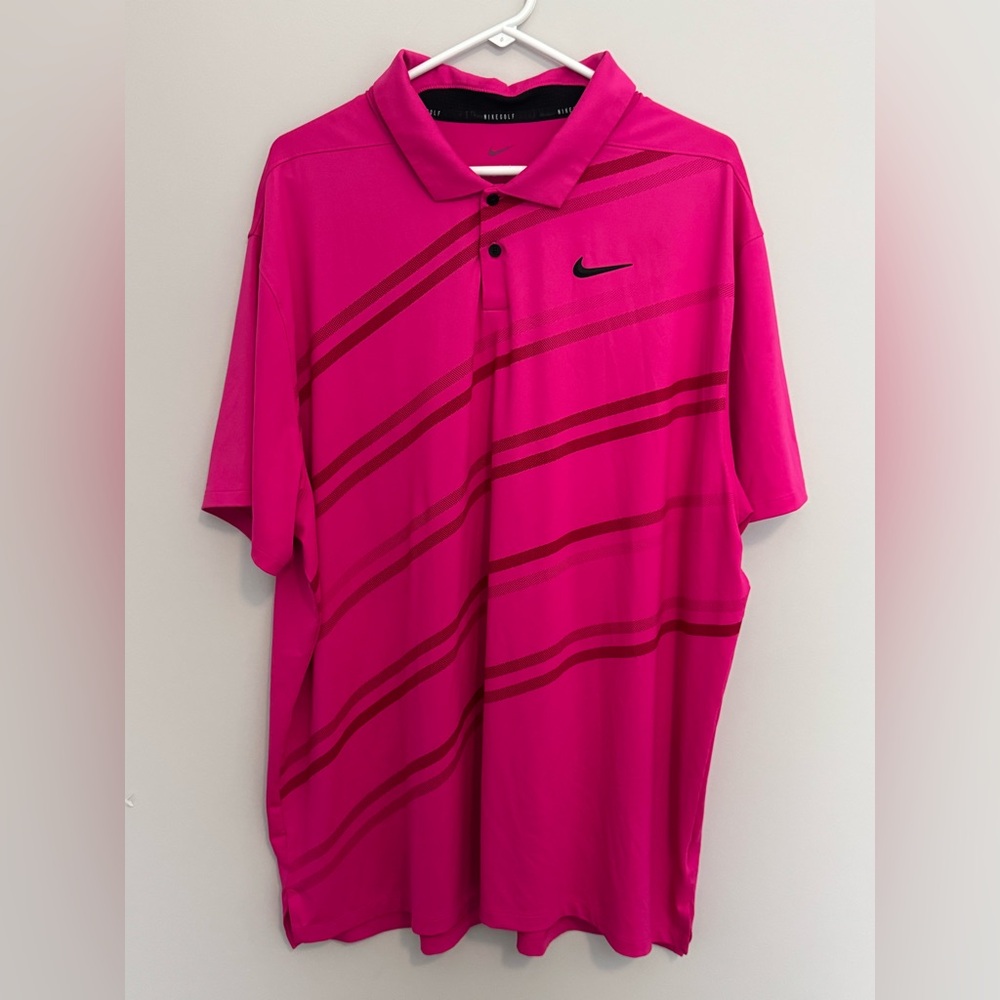 Nike Golf Men's Dri-FIT Vapor Printed 2XL  Polo DH0791-842 Hot Pink Nike Symbol
